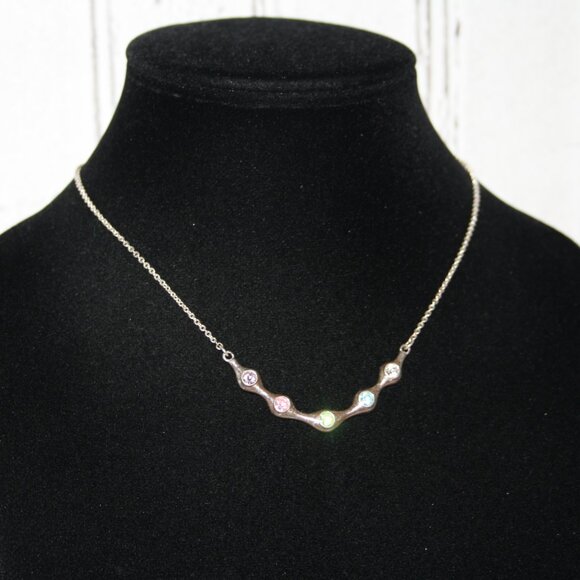 🌈 Silver & Colorful Rhinestone Necklace · 15” - Picture 4 of 5